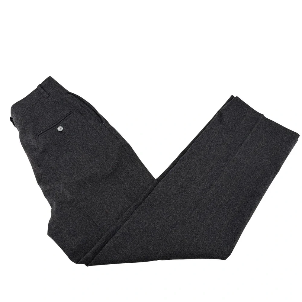 Barry Bricken Trousers 27x30 Charcoal Gray Virgin Wool Pleated Pinstripe Pants